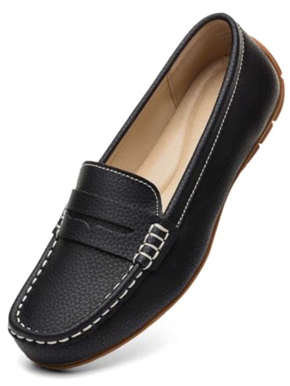 Leather Penny Loafers Slip-Ons Comfortable Lightweight Work Office Flats